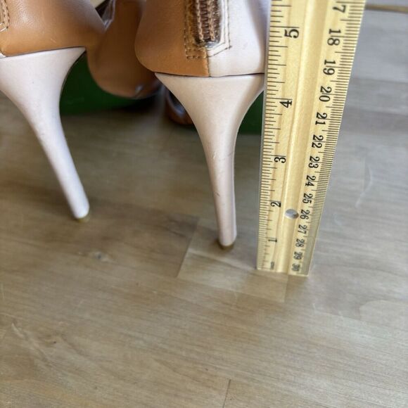Donald J Pliner Pink Brown Ikaya Folded Italian Leather Heeled Zip Sandal SZ 8B - Picture 13 of 13